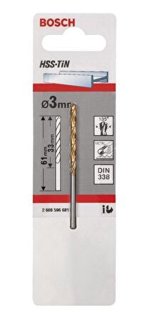 Bosch HSS-TiN 3 mm Titanyum Metal Matkap Ucu 2608596681